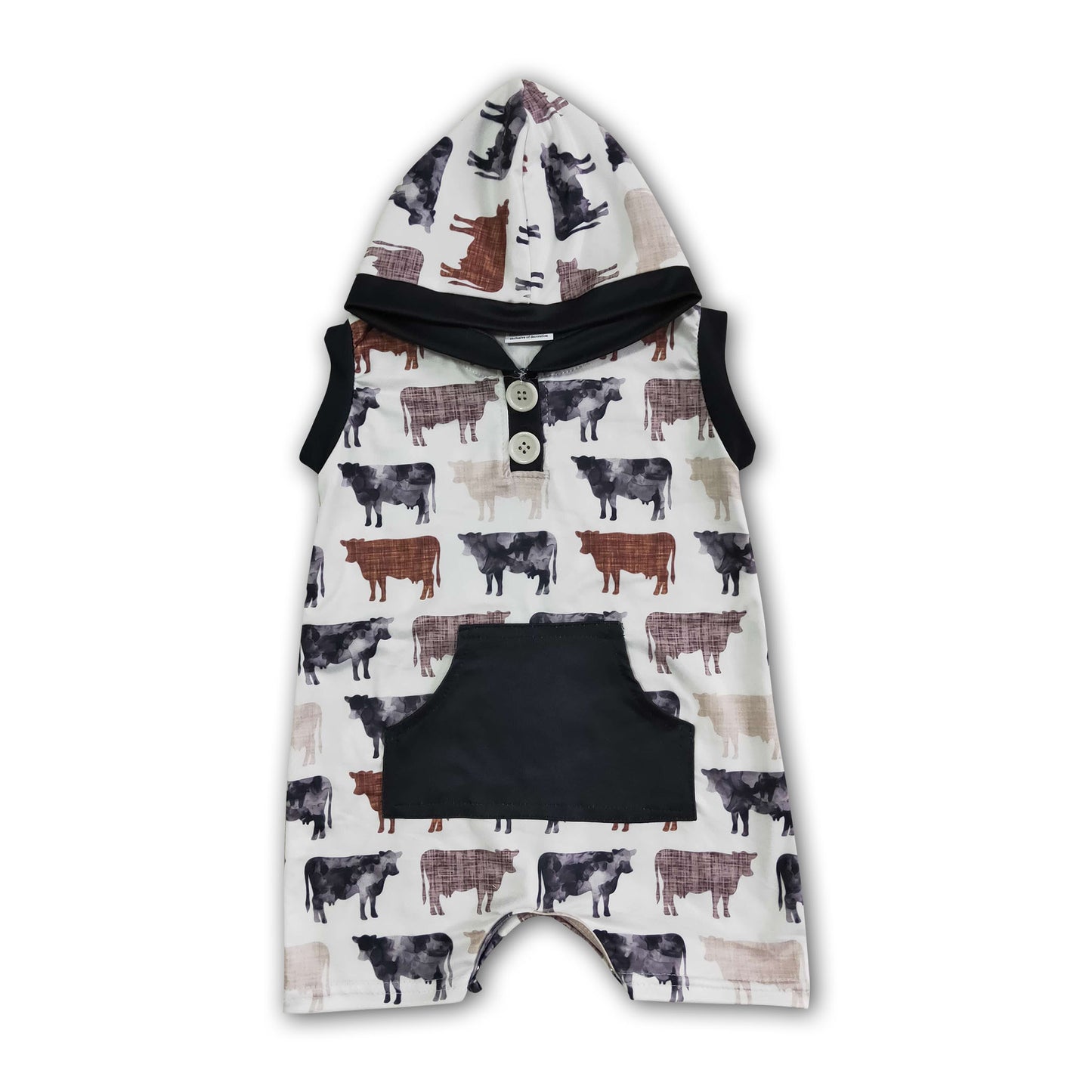 Cow print baby boy hoodie rompers