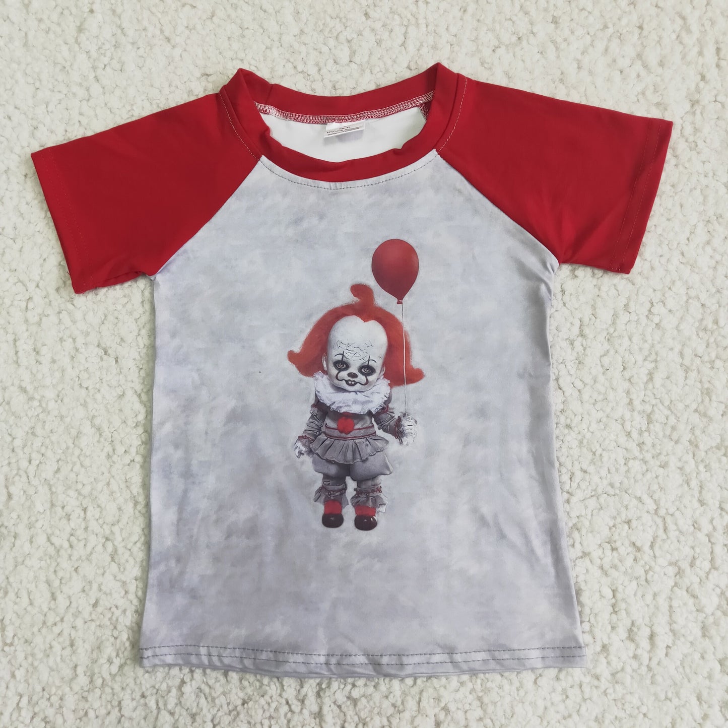 Boy Red Short Sleeve Balloon Halloween Shirt