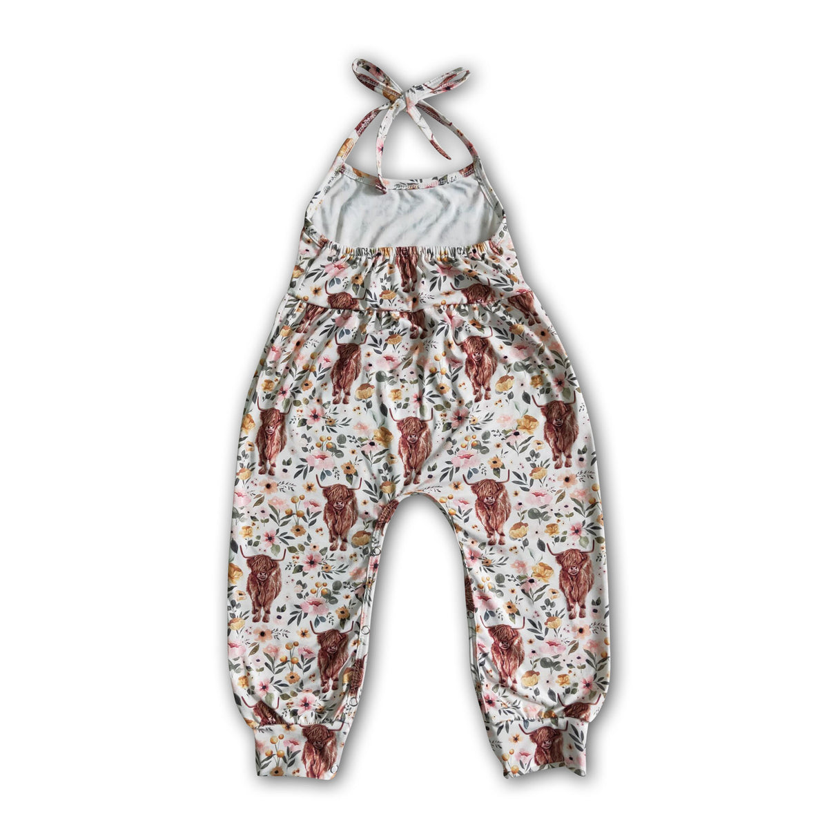 Highland cow baby girls jumpsuit