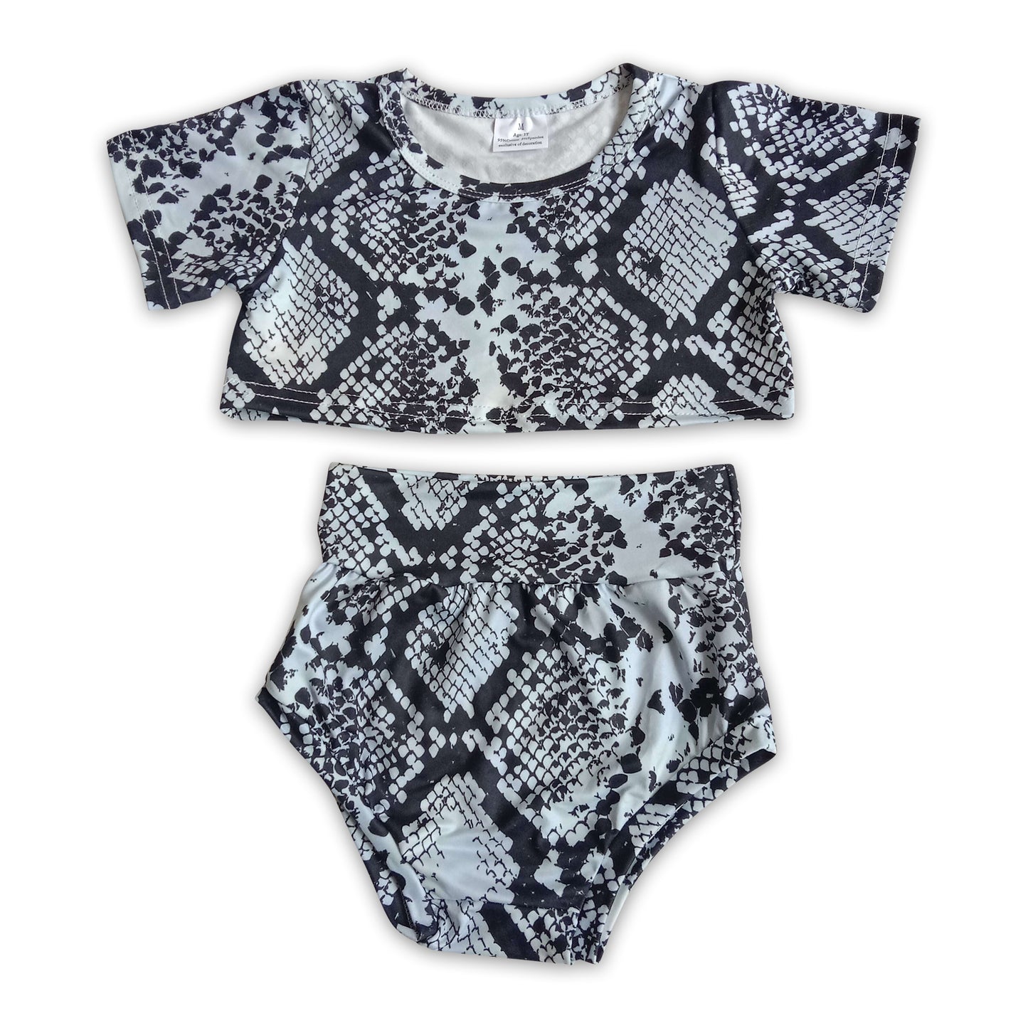 Snake skin crop top bummies set