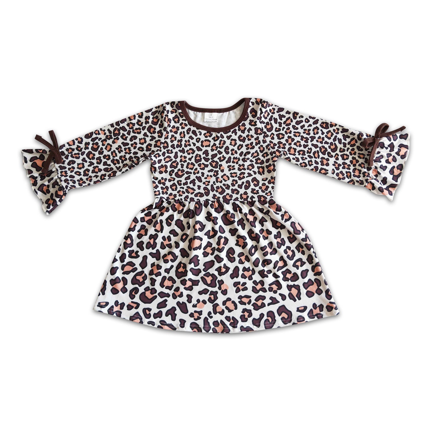 Long sleeve leopard girls dresses