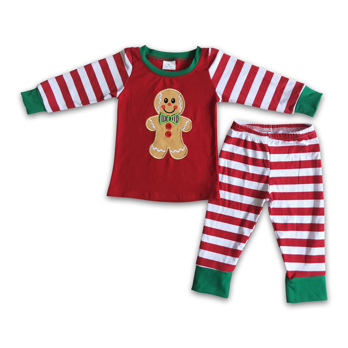 Gingerbread applique cotton Christmas boy pajamas