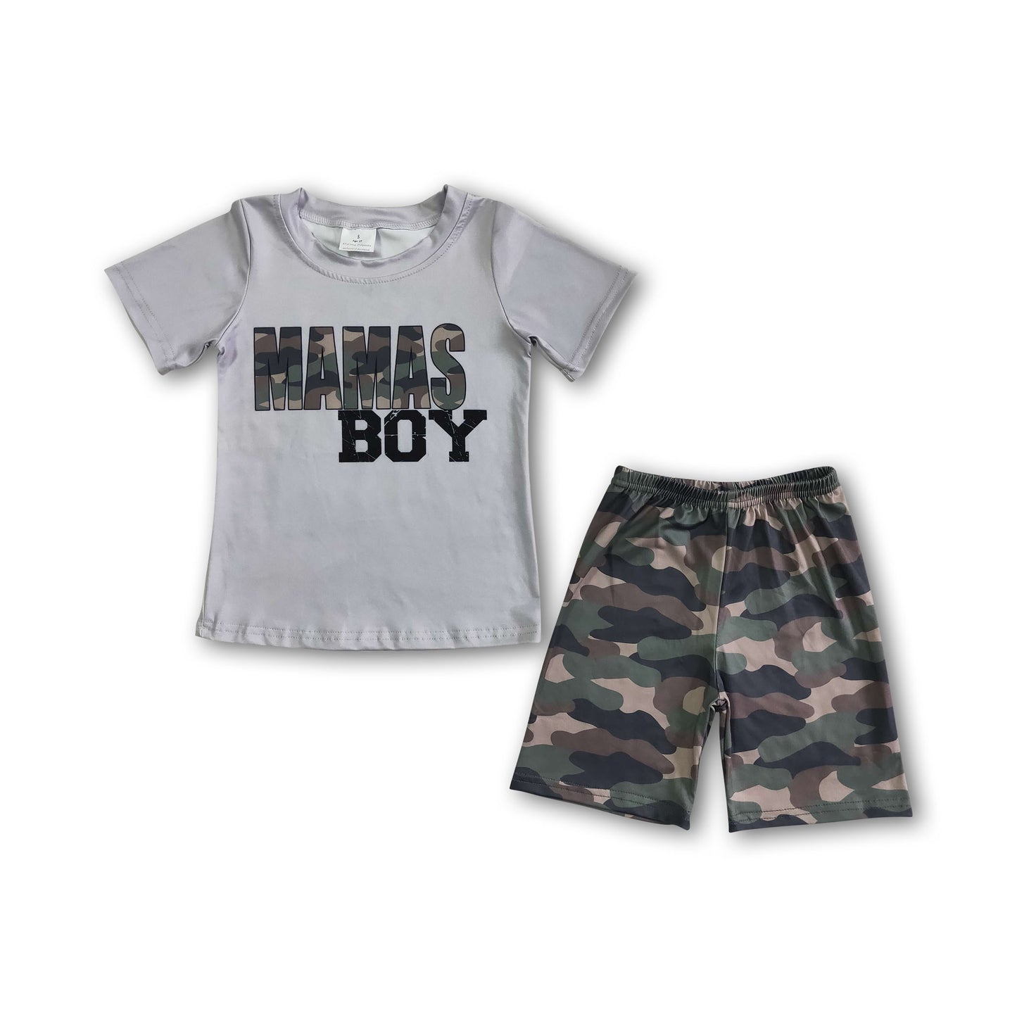 Mama's boy shirt camo shorts boy summer clothes