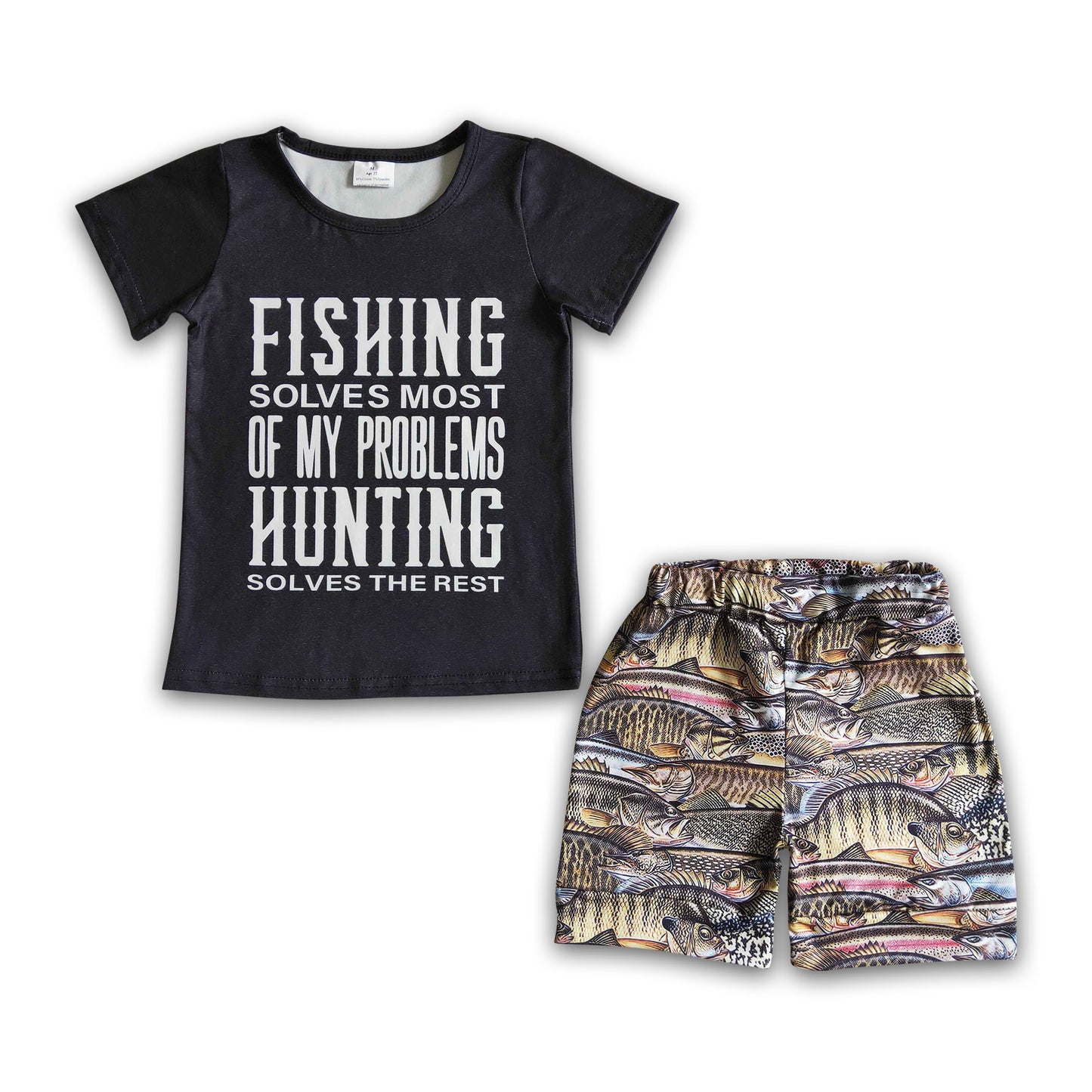 Fishing solves most of my problems hunting solves the rest boy summer clothing