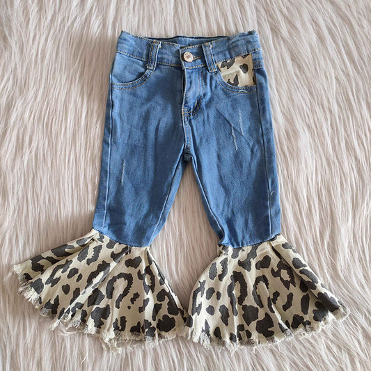 Girl Blue Leopard denim pants