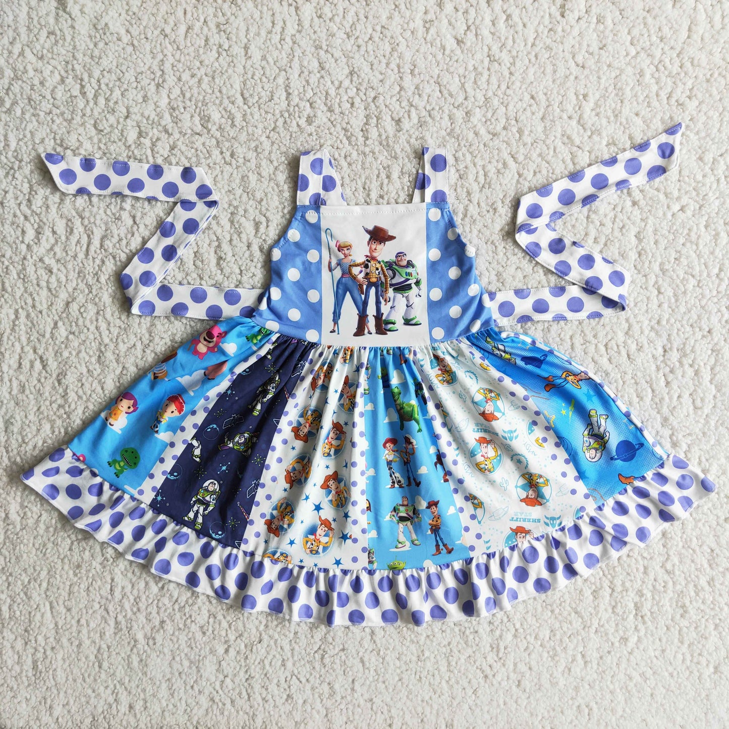 Girl polka dot toy sleeveless summer twirl dresses