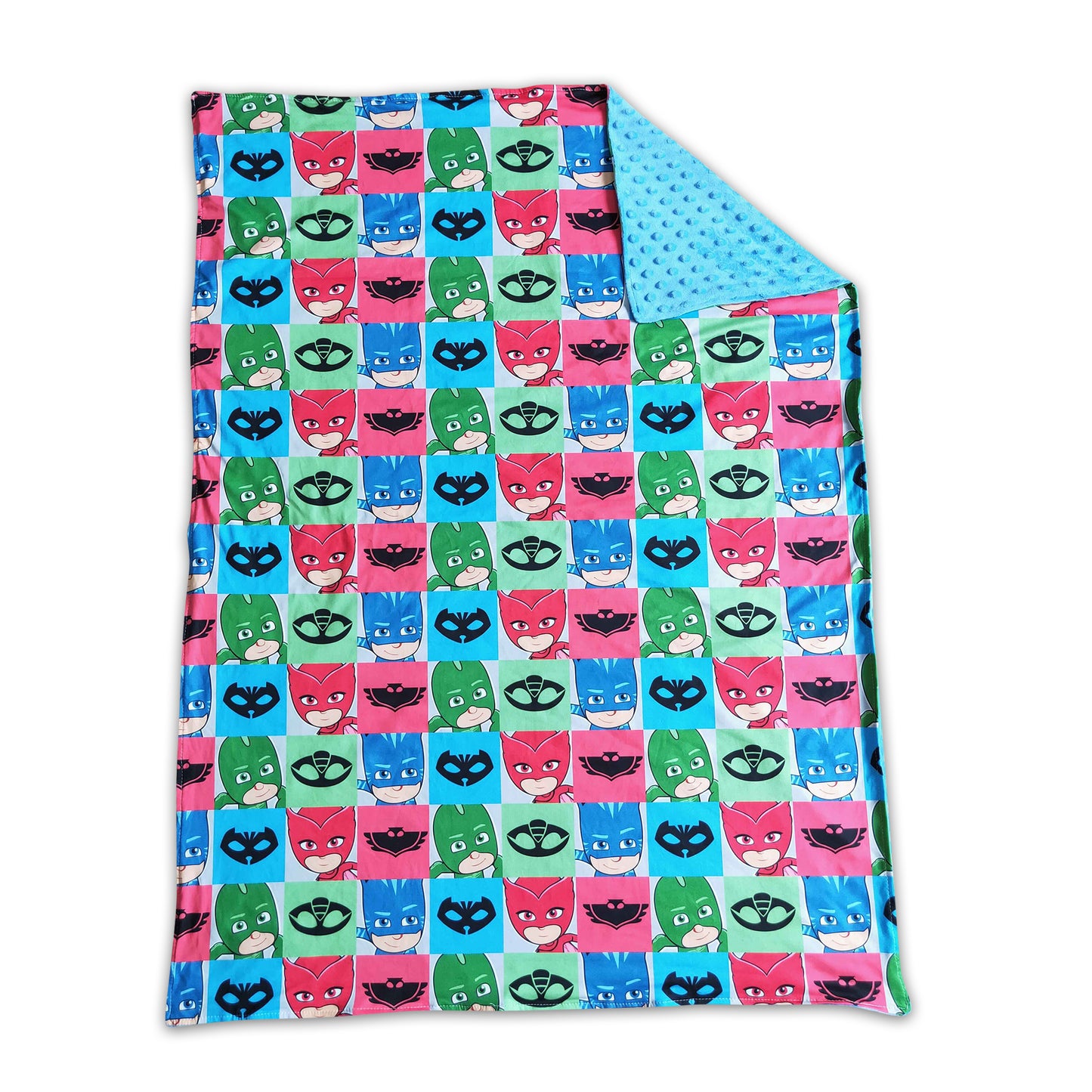 Cute light blue hero polka dots minky blankets