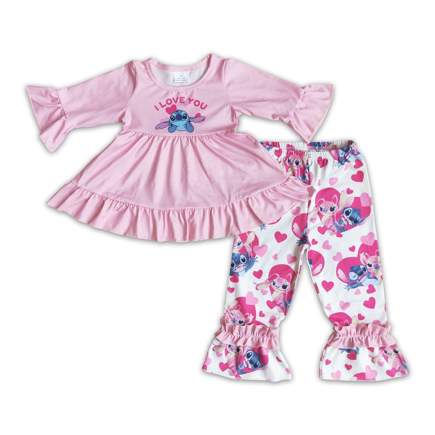 I love you pink 3/4 sleeves tunic koala ruffle pants cute girls boutique clothing