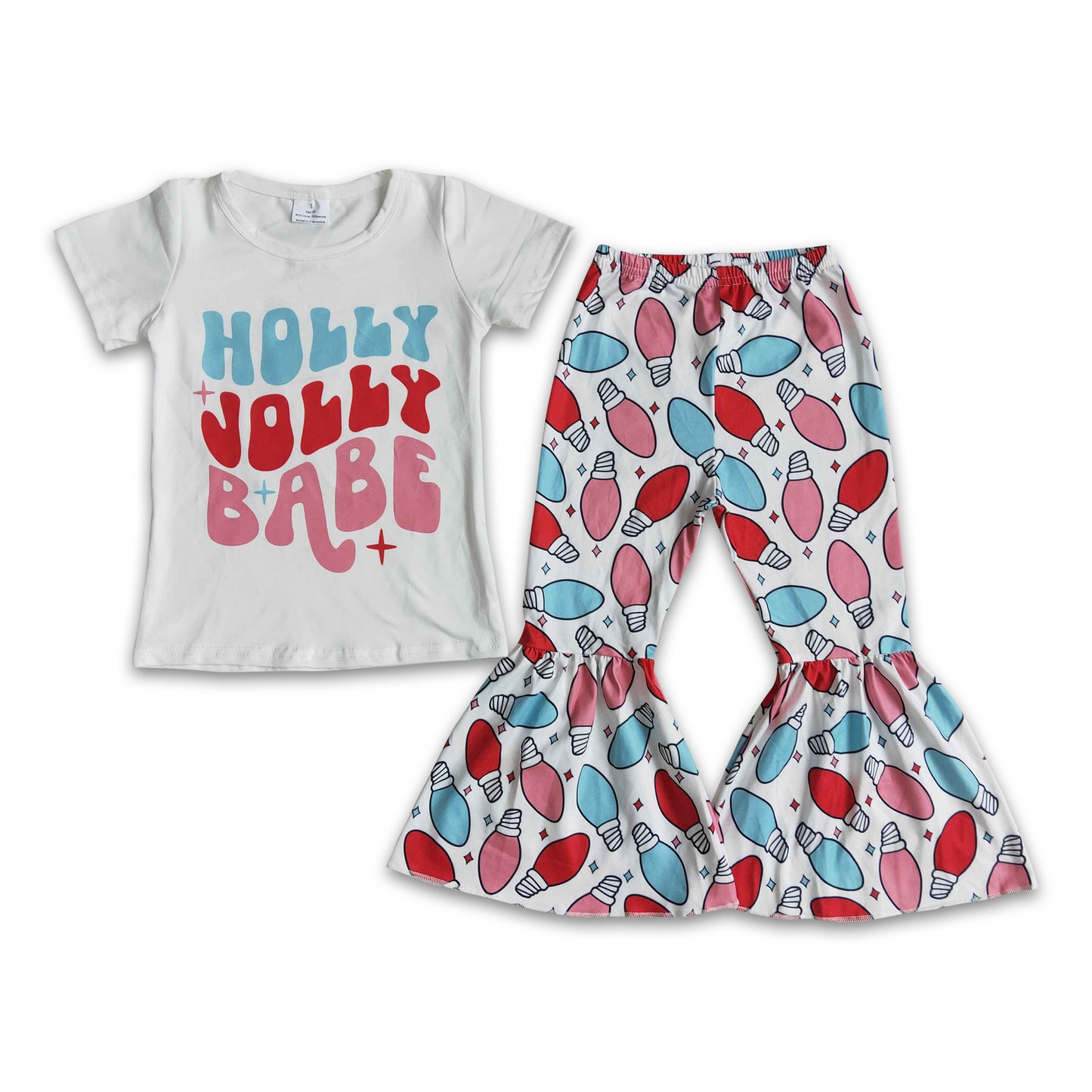 Holly jolly babe shirt bell bottom pants girls Christmas clothes