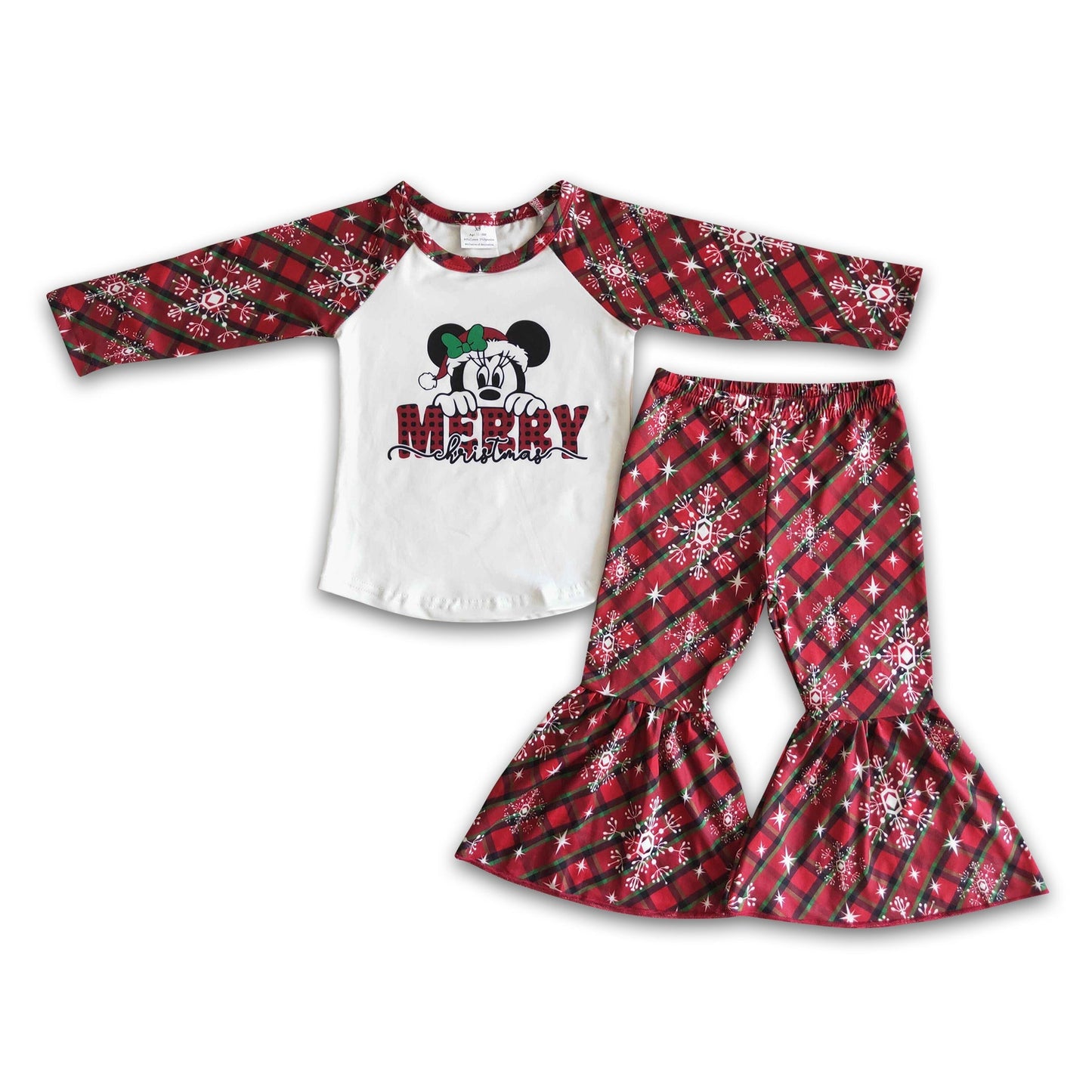 Merry Christmas mouse shirt plaid pants girls boutique outfits