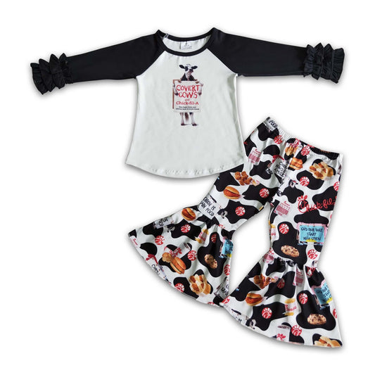 Long sleeve cow print fries fall winter outfits