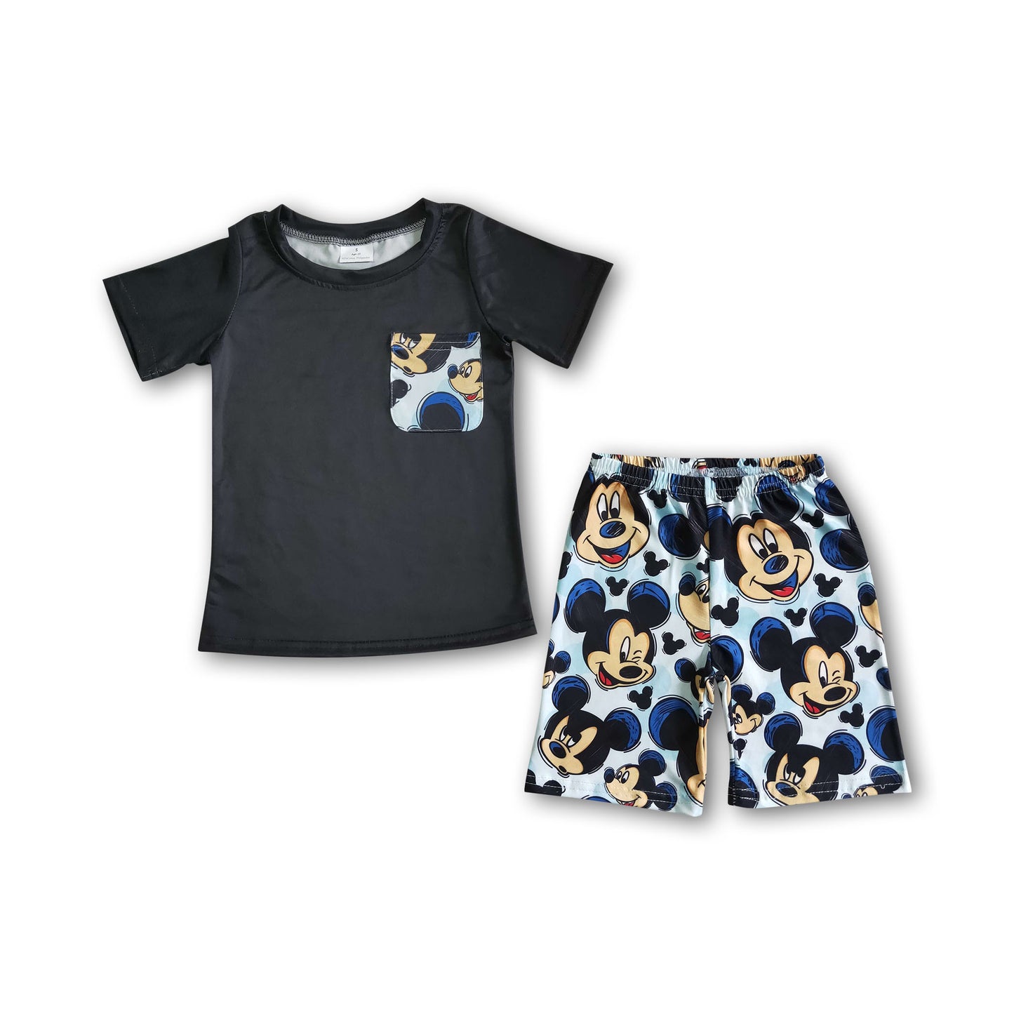 Black pocket cute mouse baby boy summer outfits