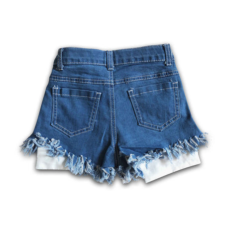 Star and stripe denim baby girls 4th of july shorts