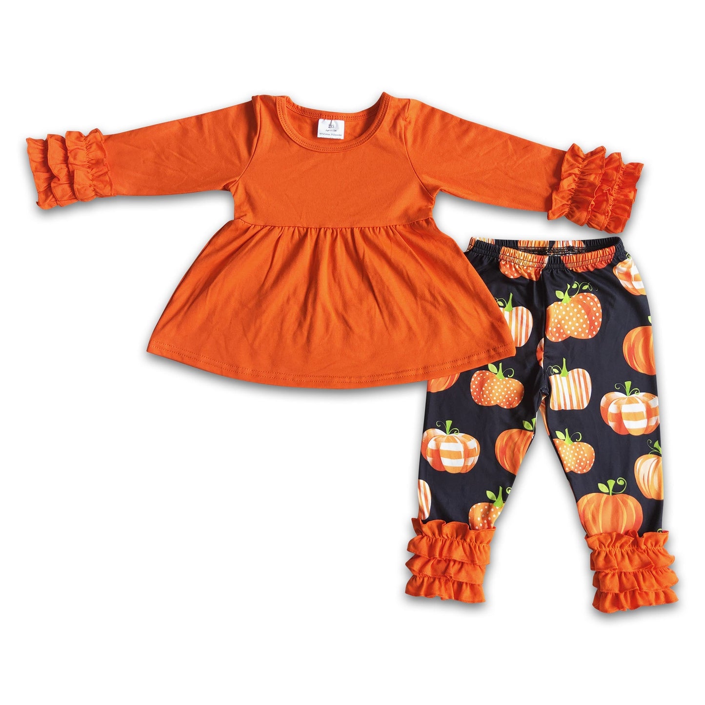 Girl Orange Long Sleeve Pumpkin Outfit