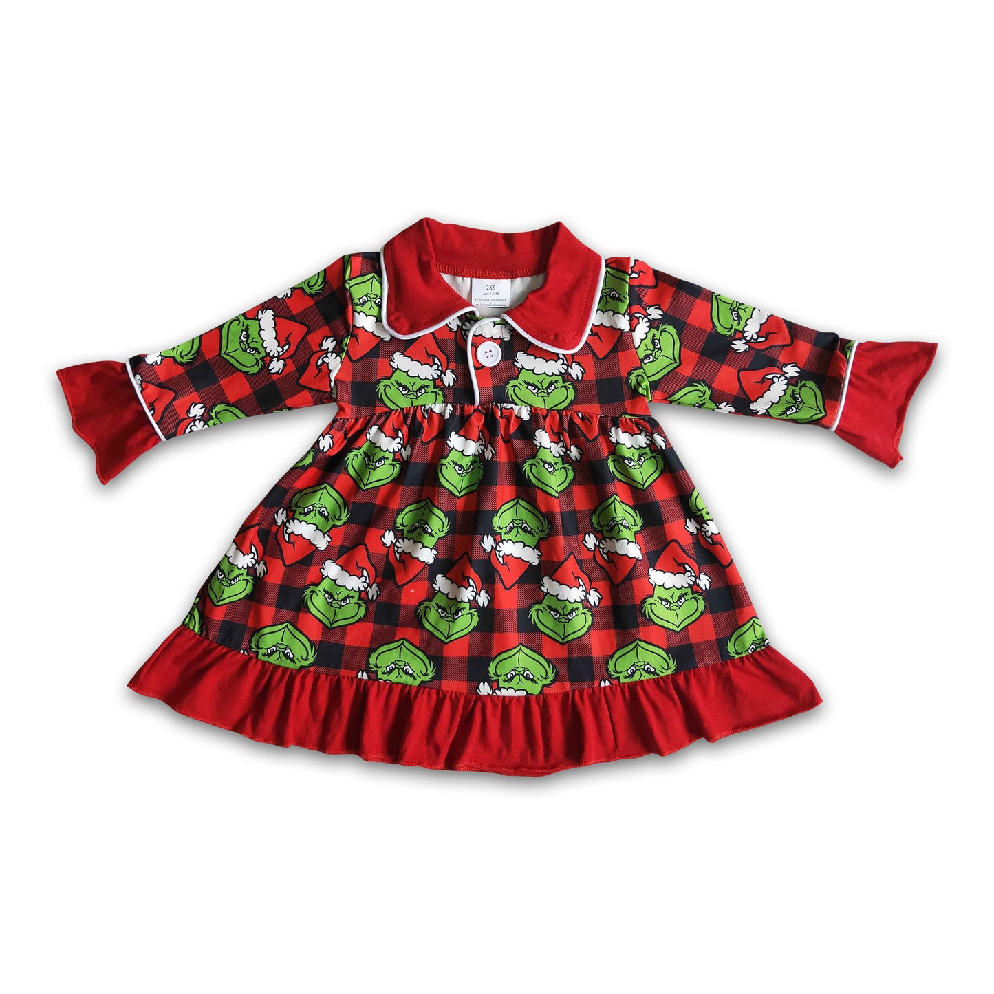 Cute green face print baby girls Christmas night gown