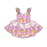 MOQ 5 flutter sleeves pink tulle princess game girls dress