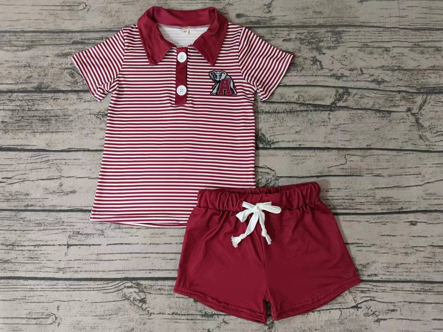 MOQ 3 pcs A elephant stripe polo shirt shorts boy team clothes