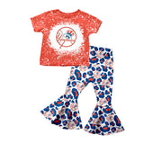 MOQ 5 baseball bleached top leopard pants girls team outfits