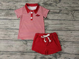 MOQ 3 pcs red hogs stripe polo shirt shorts boy team clothes