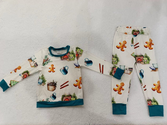 MOQ 5 gingerbread drink kids Christmas pajamas