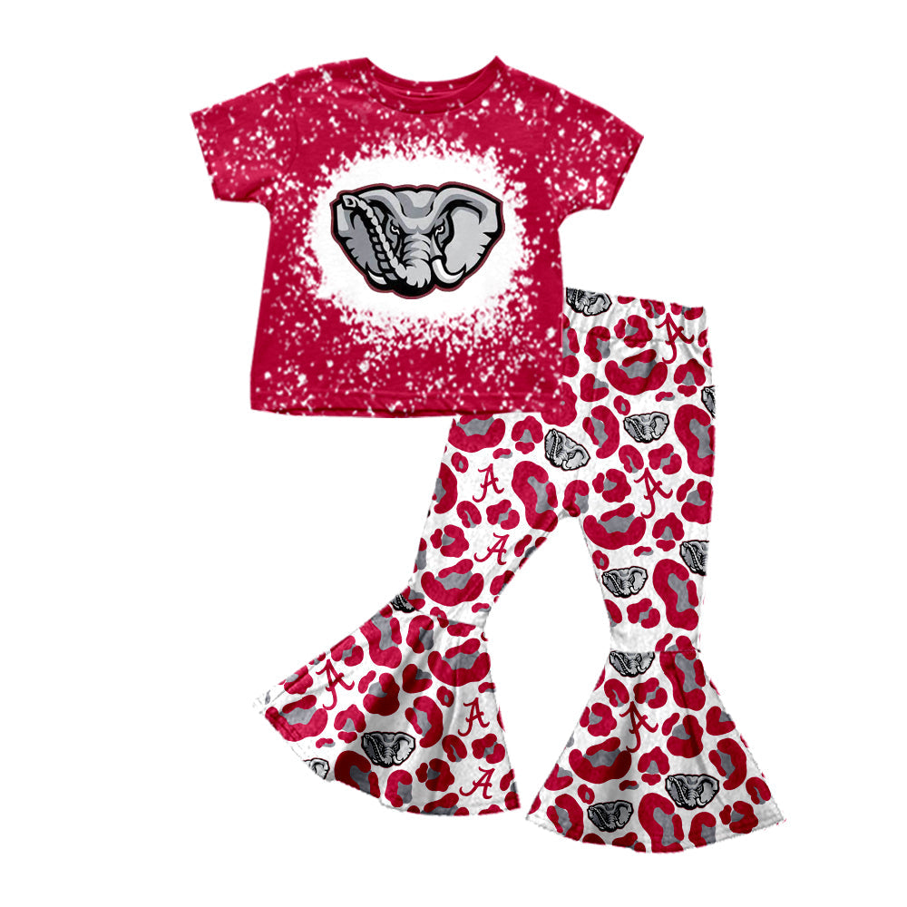 MOQ 5 A elephant top leopard pants girls team outfits