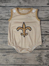 MOQ 3 pcs sleeveless khaki stripe baby team romper
