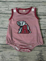 MOQ 3 pcs sleeveless A elephants maroon stripe baby team romper
