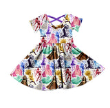 MOQ  3 red short sleeves singer girls twirl dresses