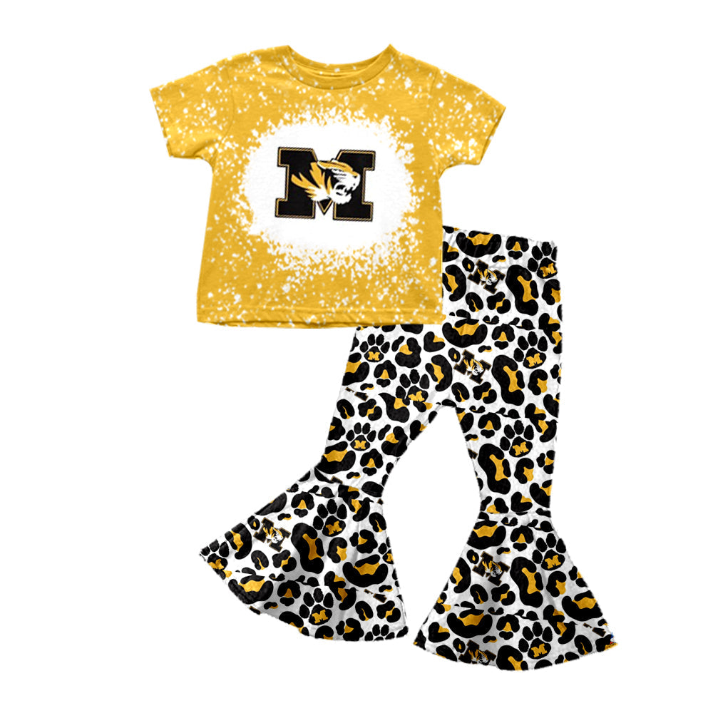 MOQ 5 M tiger top leopard pants girls team outfits