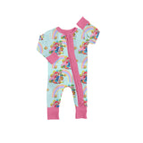 MOQ 5 PCS pink rainbow game baby girls zipper romper