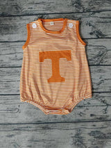 MOQ 3 pcs sleeveless T yellow stripe baby team romper