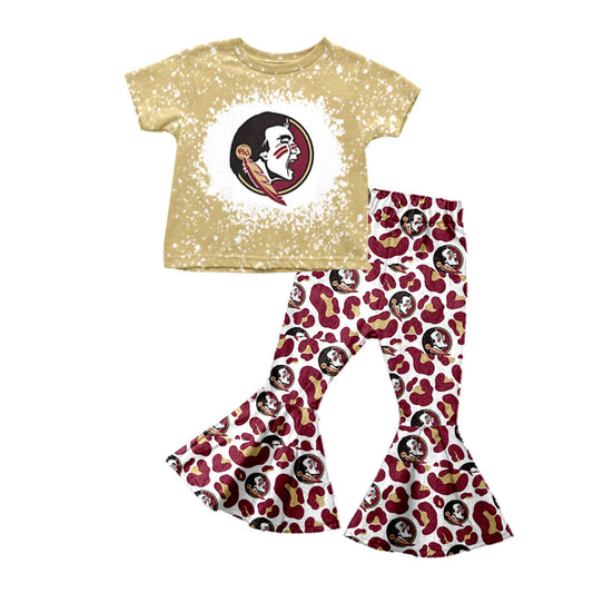 MOQ 5 feather top leopard pants girls team outfits