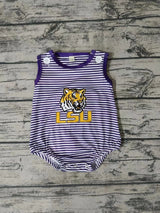 MOQ 3 pcs sleeveless tiger purple stripe baby team romper