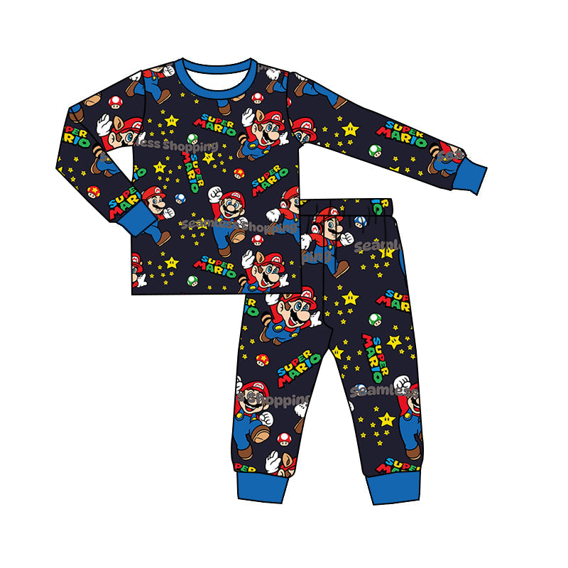 MOQ 5 stars black blue game boy pajamas