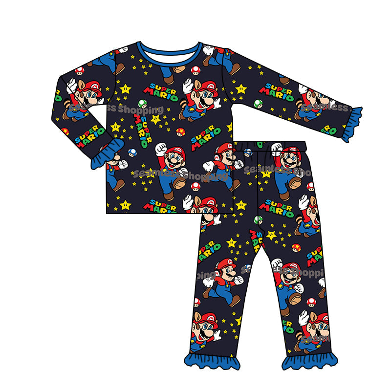 MOQ 5 stars black blue game girls pajamas