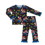 MOQ 5 stars black blue game girls pajamas