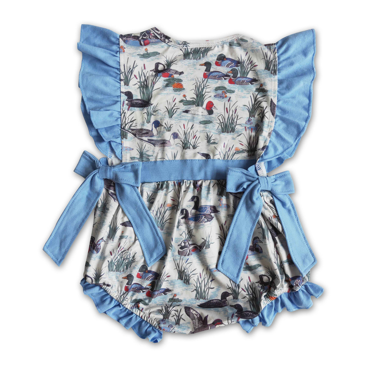 Fluttler sleeve duck print bubbles baby summer romper