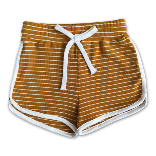 High quanlity cotton small brown drawstring girls summer shorts