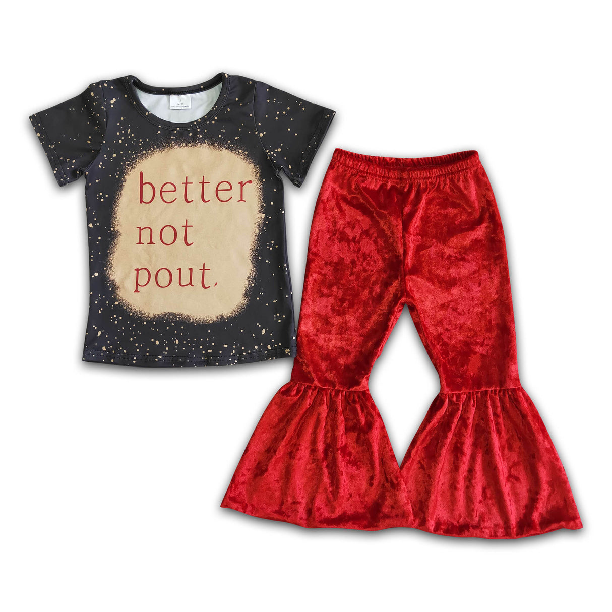 Better not pout bleached shirt velvet pants girls outfits