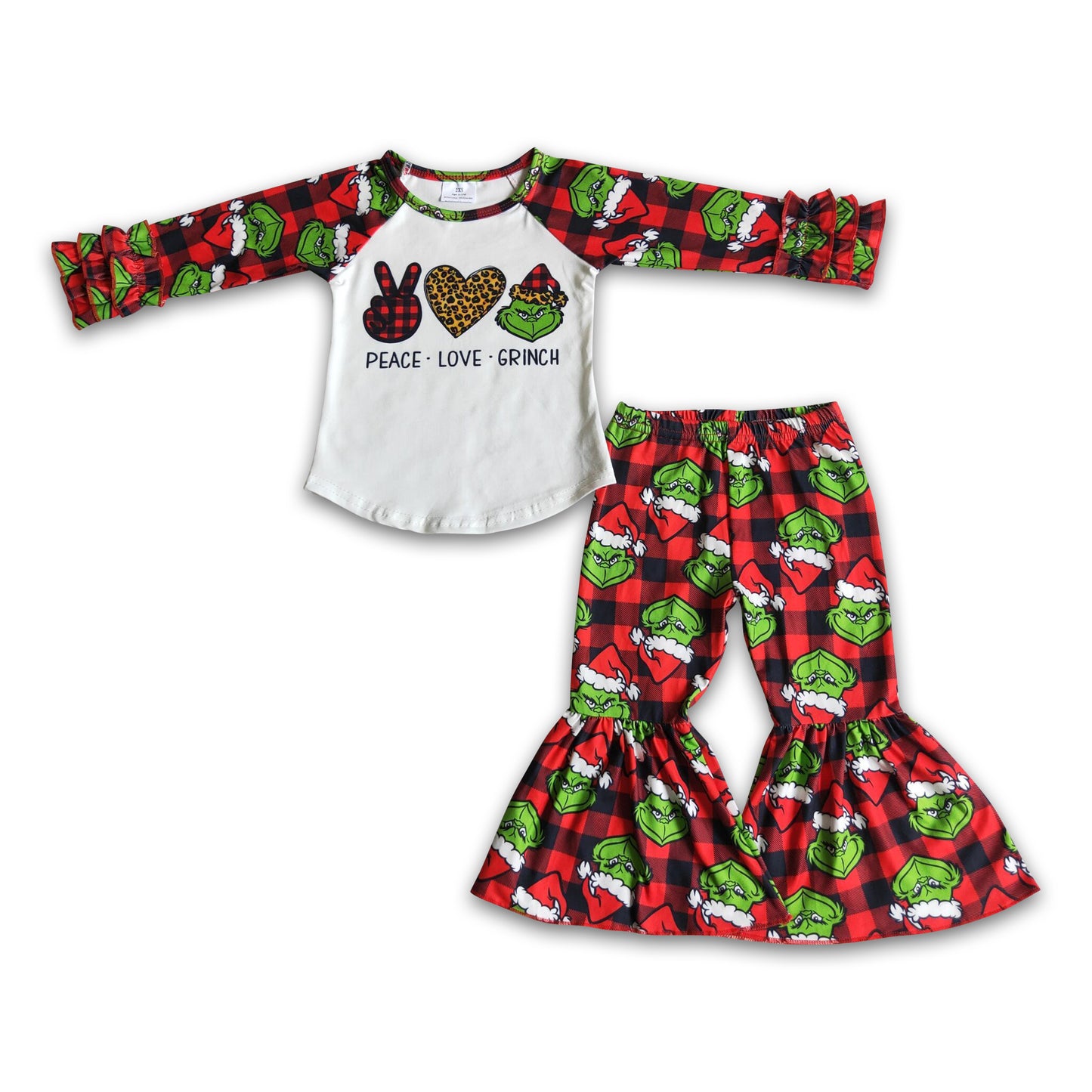 Peace love green face girls Christmas clothing