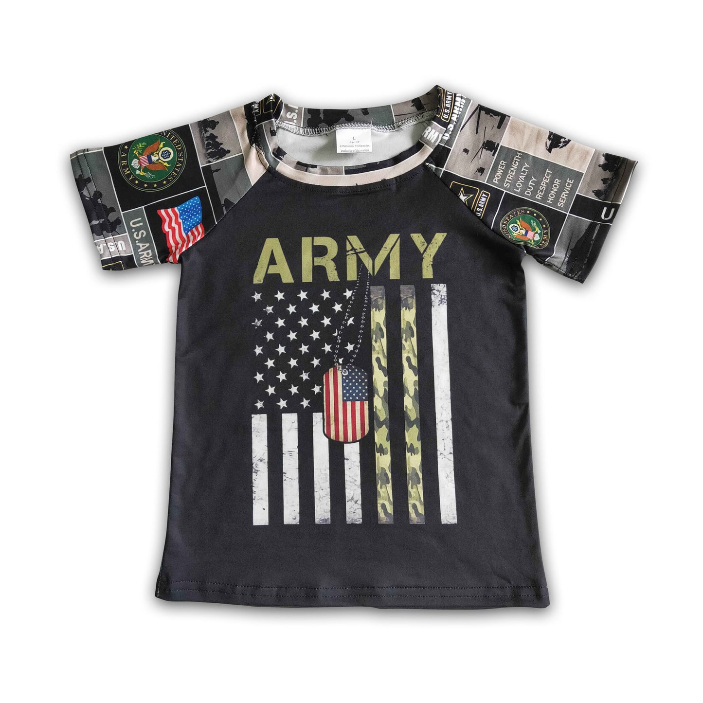 Army print short sleeve boy shirt