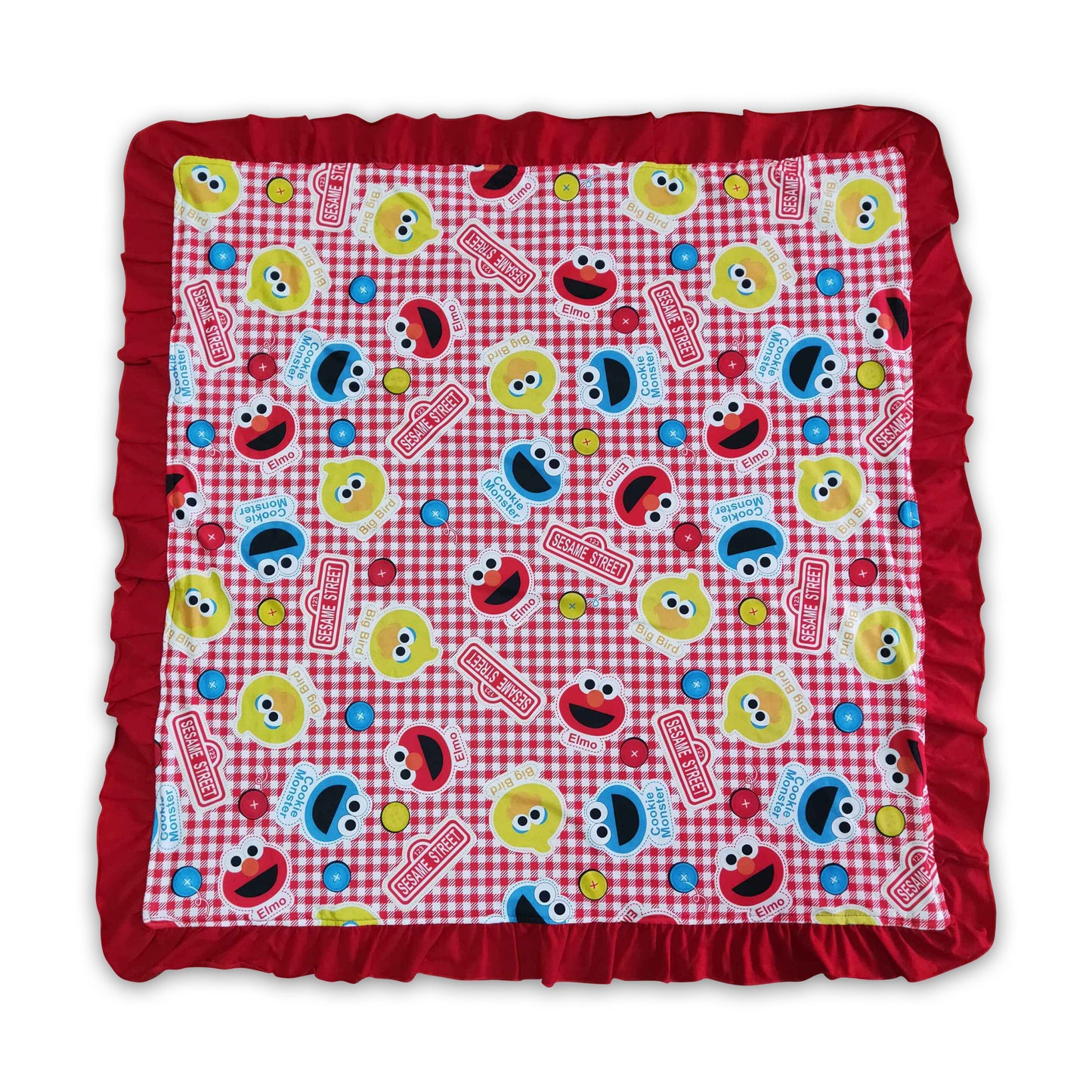 Cute hairy animal red ruffle polka dots minky baby blankets