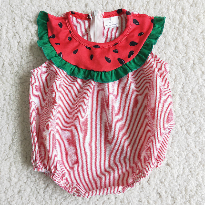 Baby Watermelon Woven Striped Romper