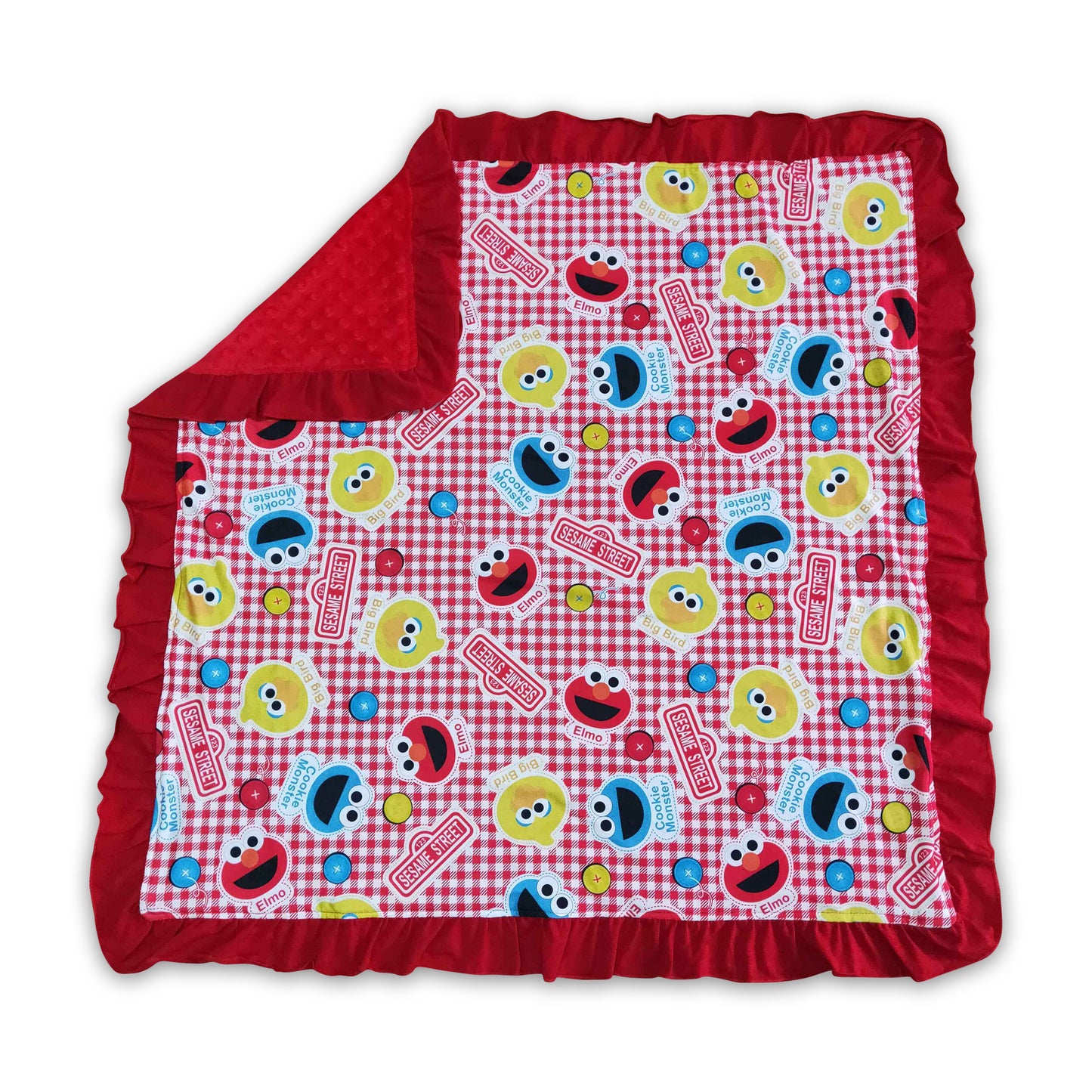 Cute hairy animal red ruffle polka dots minky baby blankets