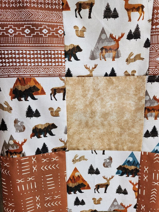 MOQ 5 bear deer patchwork baby kids blankets
