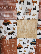 MOQ 5 bear deer patchwork baby kids blankets
