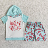 Boy Crawfish Hoodie Short Outfit