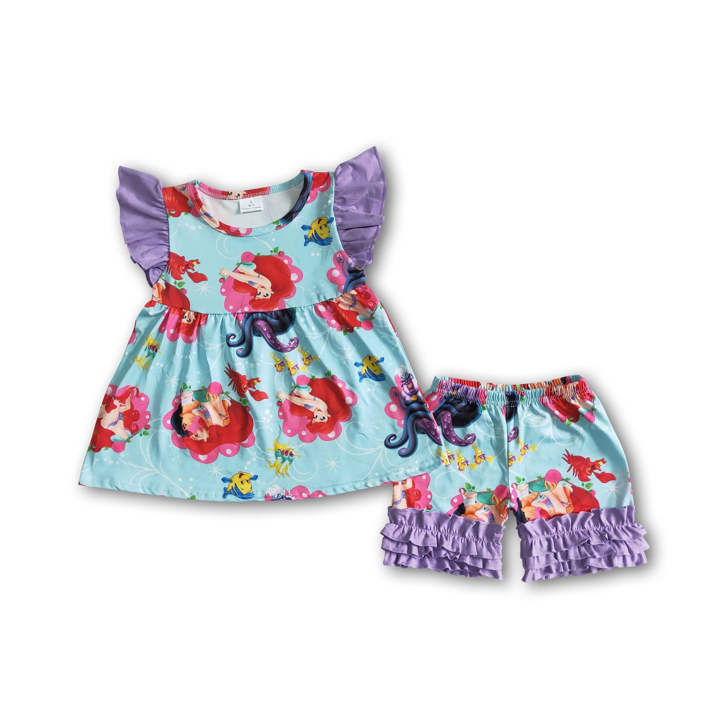 Cute flutter sleeve shirt ruffle shorts princess girls boutique clothing