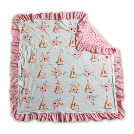 Teepee print floral minky baby blankets