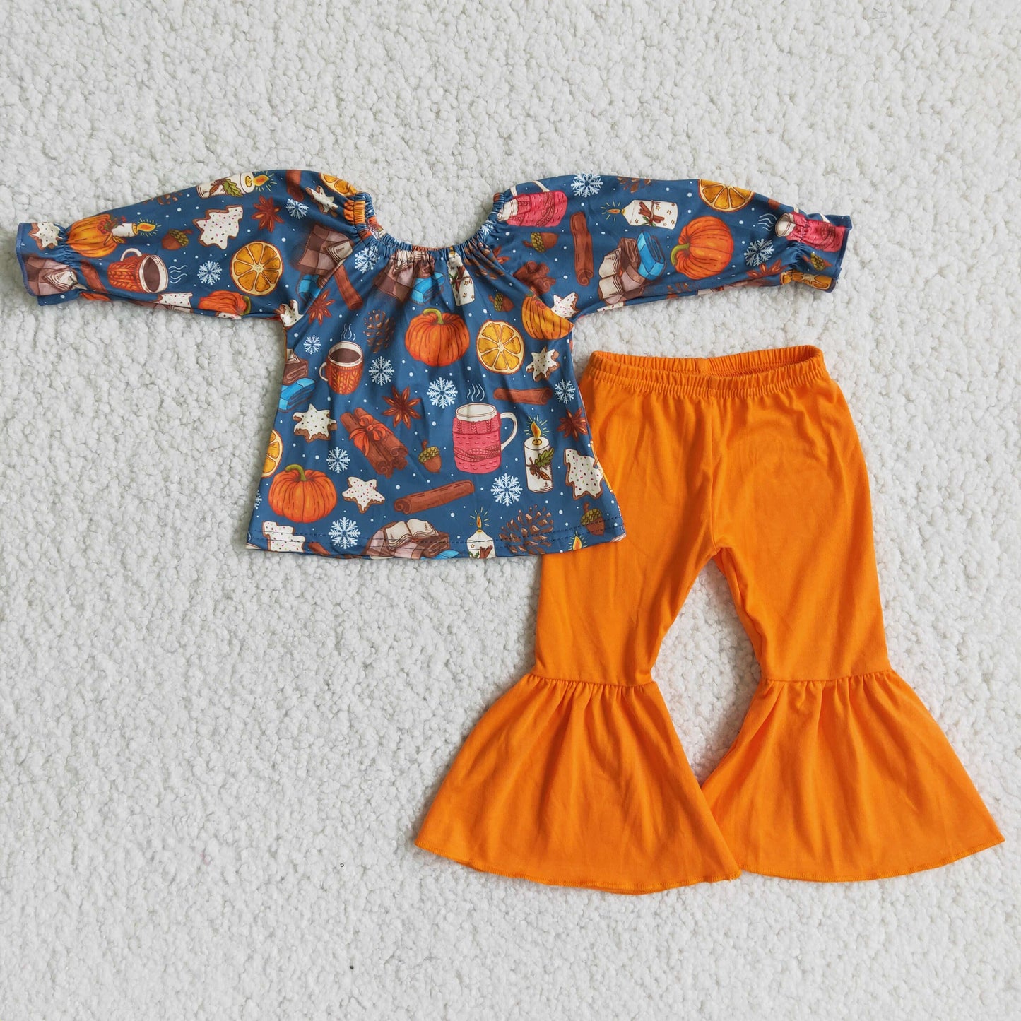 Girl Pumpkin Solid Pants Outfit